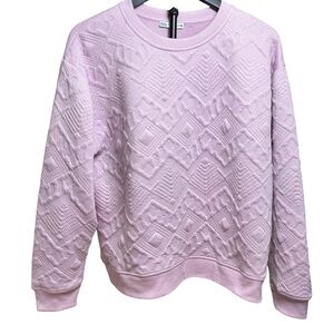 Zara Textured Pastel Soft Pink Crewneck Sweatshirt Women’s Size Large